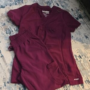 Grey's Anatomy Maroon Scrub Set